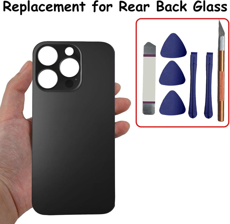 Anglepingping Store 14 Pro Max Back Glass Replacement for iPhone 14 Pro Max Rear Back Glass Compatible with iPhone 14 Pro Max with Pre-Installed Adhesive + Reparing Toolkit(Space Black) - Image 4